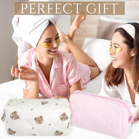 Paterr 10 Pcs Cotton Quilted Makeup Bag Bulk Floral Cosmetic Pouch Gingham Make up Bag Coquette Aesthetic Makeup Pouch with Zipper Travel Portable Case Preppy Gifts for Women(Classic Style) in Kuwait