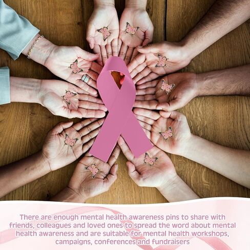 48 PCS التوعية بالصحة العقلية دبوس دبوس الشريط الأخضر الفراشة صفيرة للمنع للوقاية من الانتحار إلهام الإكسسوارات شهر هيث العقلية in Kuwait