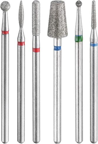 HARFINGTON 6 قطع الماس طحن بت مجموعة 1.6 / 2 / 2.5 / 3 / 6 مم مخروط بيضاوي مدبب أسطواني الكرة رئيس 2.35 مم عرقوب الحجر الرملي لقم الحفر أداة دوارة للأظافر الزجاجية السيراميك طحن تلميع in Saudi Arabia