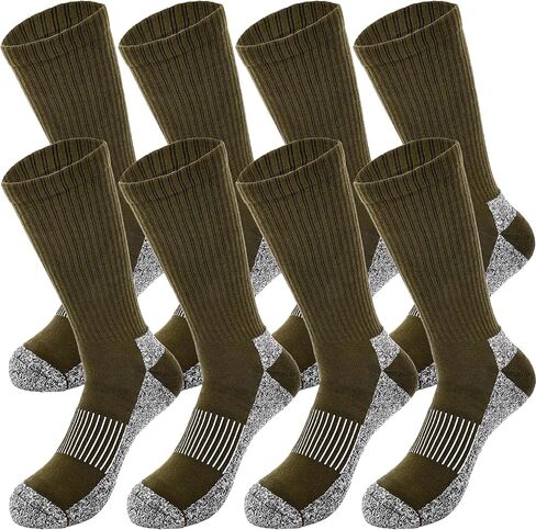 4 Pairs Men's Military Crew Socks Army Green Cotton Sock for Soldiers Police Firefighters Outdoor Sports Work Socks in Kuwait