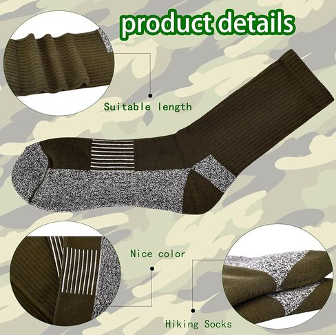 4 Pairs Men's Military Crew Socks Army Green Cotton Sock for Soldiers Police Firefighters Outdoor Sports Work Socks in Kuwait