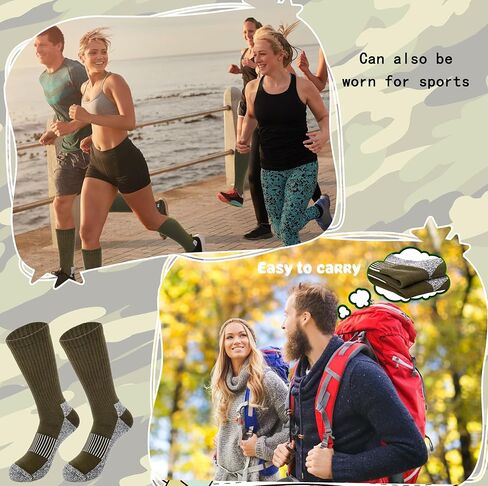 4 Pairs Men's Military Crew Socks Army Green Cotton Sock for Soldiers Police Firefighters Outdoor Sports Work Socks in Kuwait