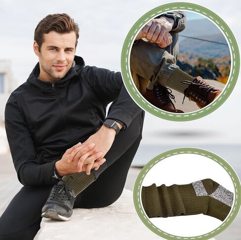 4 Pairs Men's Military Crew Socks Army Green Cotton Sock for Soldiers Police Firefighters Outdoor Sports Work Socks in Kuwait
