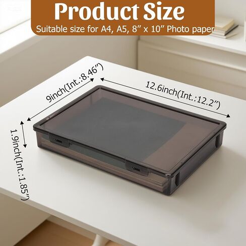 3 Pack A4 Paper Organizer Box, Plastic Scrapbook Paper Organizer for 8.5" x 11" Letter, Portable Storage Containers for Board Game, Craft, Document, Magazine, Art Supplies, 12.6 x 9 x 1.9 in in Kuwait