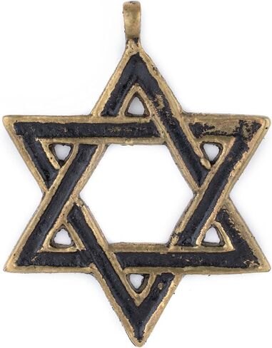 TheBeadChest Brass Star of David Pendant (48x62mm), Ethnic & Rustic Judaica Jewelry Supply in Kuwait