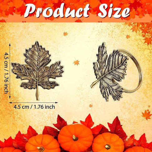 Patelai 12 Pcs Bronze Thanksgiving Fall Napkin Ring Set Including Maple Leaf and Pumpkin Napkin Rings Vintage Fall Napkin Holders for Autumn Holiday Halloween Wedding Supplies Table Settings in Kuwait
