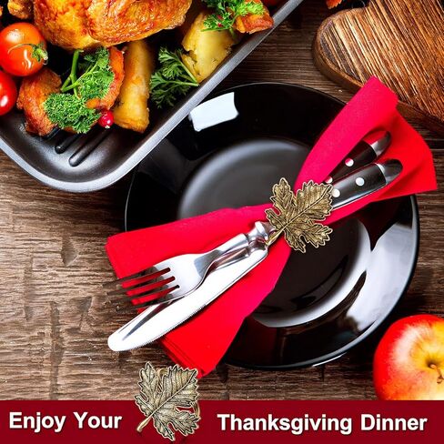 Patelai 12 Pcs Bronze Thanksgiving Fall Napkin Ring Set Including Maple Leaf and Pumpkin Napkin Rings Vintage Fall Napkin Holders for Autumn Holiday Halloween Wedding Supplies Table Settings in Kuwait