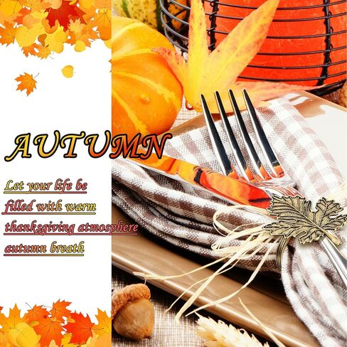 Patelai 12 Pcs Bronze Thanksgiving Fall Napkin Ring Set Including Maple Leaf and Pumpkin Napkin Rings Vintage Fall Napkin Holders for Autumn Holiday Halloween Wedding Supplies Table Settings in Kuwait