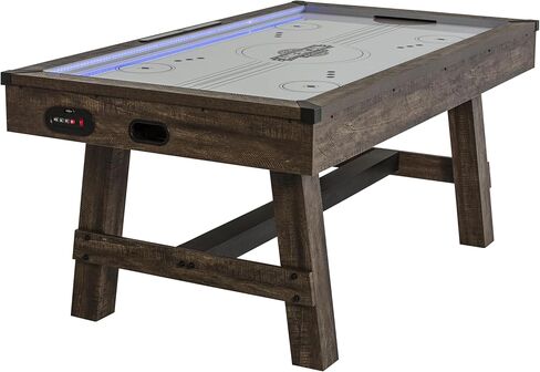 American Legend Brookdale Air-Powered Hockey Table with Rustic Wood Grain Finish, Angled Legs and Turnbuckle Accents Brown, 75.31"L x 38.98"W x 8.5"H in Kuwait