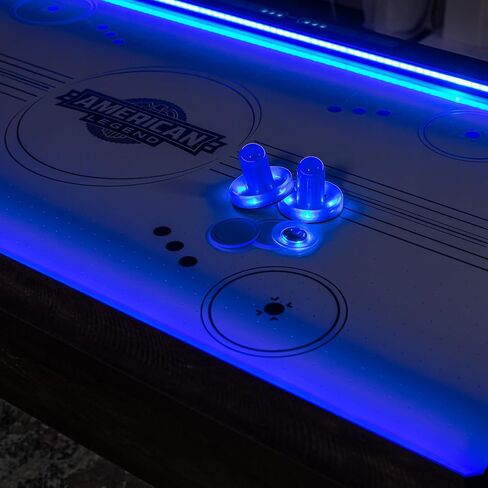 American Legend Brookdale Air-Powered Hockey Table with Rustic Wood Grain Finish, Angled Legs and Turnbuckle Accents Brown, 75.31"L x 38.98"W x 8.5"H in Kuwait