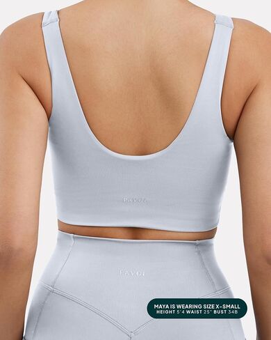 PAVOI ACTIVE Compression Sports Bras for Women | Medium Support Square Neck Longline Workout Bra Removable Pads | HiPerform | Large, Moss in Kuwait