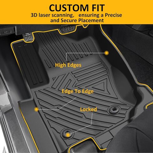 الحصير Falafa Floor for Toyo-TA RAV4 2019-2024 2025 (تشمل الهجين) ، TPE All Weather Floor Liner لـ RAV4 1ST-ROW CAR MATS Liners ، Black in Kuwait