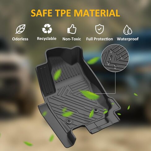 الحصير Falafa Floor for Toyo-TA RAV4 2019-2024 2025 (تشمل الهجين) ، TPE All Weather Floor Liner لـ RAV4 1ST-ROW CAR MATS Liners ، Black in Kuwait