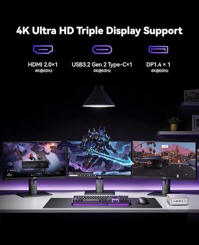 KAMRUI GK3Plus كمبيوتر صغير، وحدة المعالجة المركزية 12th Alder Lake N97 (تصل إلى 3.6 جيجا هرتز) كمبيوتر سطح مكتب صغير، 8 جيجا بايت DDR4 RAM 256 جيجا بايت M.2 SSD، Micro PC يدعم شاشة ثلاثية 4K، WiFi5، BT4.2، VESA، جيجابت إيثرنت لمكتب الأعمال in Kuwait