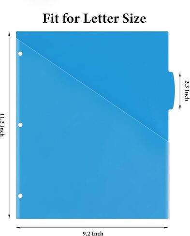 2 Sets 5-Tab Dividers with Front Clear Pocket, Plastic 3 Ring Binder Dividers for Letter Size (9.4 x 11.6 Inches), Assorted Colors (Blue, Red, Yellow, Green, Purple) in Saudi Arabia