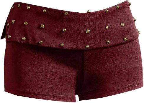 MakeMeChic Women's Summer Y2K Punk Shorts Rivet Studded Straight Leg Mini Shorts Club Outfits in Kuwait