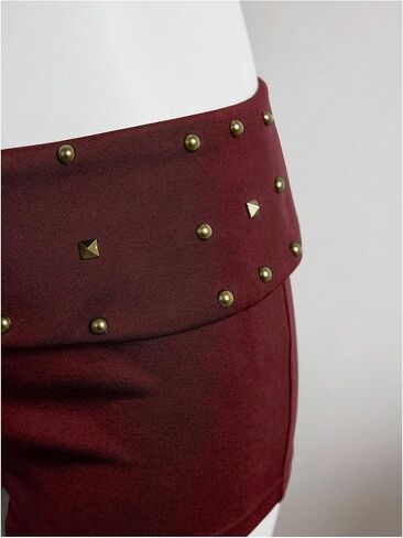 MakeMeChic Women's Summer Y2K Punk Shorts Rivet Studded Straight Leg Mini Shorts Club Outfits in Kuwait