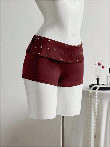 MakeMeChic Women's Summer Y2K Punk Shorts Rivet Studded Straight Leg Mini Shorts Club Outfits in Kuwait