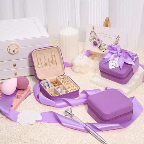 8 أجهزة الكمبيوتر الشخصية وصيفات الشرف اقتراح مجوهرات مربع وصيفات العروسة اقتراح صناديق الهدايا مجوهرات سفر مع 8 بطاقات رسائل ، 8 دبابيس ، وصيفات الزفاف هدايا الزفاف في حلق محرك الخاتم منظم التخزين (الوردي) in Kuwait