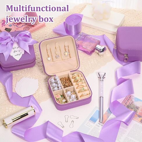 8 أجهزة الكمبيوتر الشخصية وصيفات الشرف اقتراح مجوهرات مربع وصيفات العروسة اقتراح صناديق الهدايا مجوهرات سفر مع 8 بطاقات رسائل ، 8 دبابيس ، وصيفات الزفاف هدايا الزفاف في حلق محرك الخاتم منظم التخزين (الوردي) in Kuwait