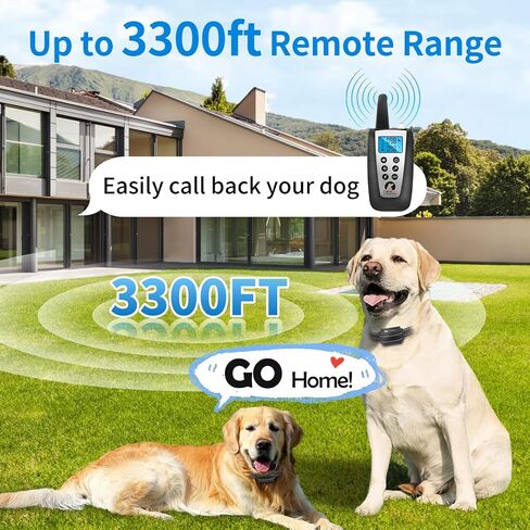 PaiPaitek Automatic Bark Collar with Remote for Large Dog, Up to 3300ft Range Bark and Training Collar Combo, 100% Waterproof Dog Bark Shock Collar with Flashlight in Saudi Arabia