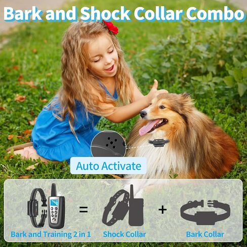 PaiPaitek Automatic Bark Collar with Remote for Large Dog, Up to 3300ft Range Bark and Training Collar Combo, 100% Waterproof Dog Bark Shock Collar with Flashlight in Saudi Arabia