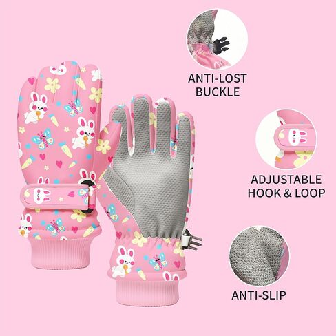 Kids Winter Snow Ski Gloves, Waterproof Cold Weather Insulated Outdoor Snowboard Gloves for Toddler Girls 3-11Y in Saudi Arabia