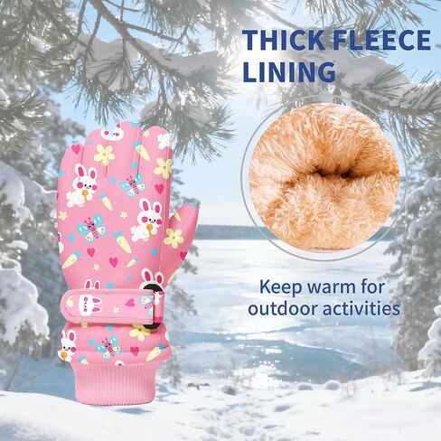 Kids Winter Snow Ski Gloves, Waterproof Cold Weather Insulated Outdoor Snowboard Gloves for Toddler Girls 3-11Y in Saudi Arabia