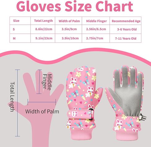 Kids Winter Snow Ski Gloves, Waterproof Cold Weather Insulated Outdoor Snowboard Gloves for Toddler Girls 3-11Y in Saudi Arabia