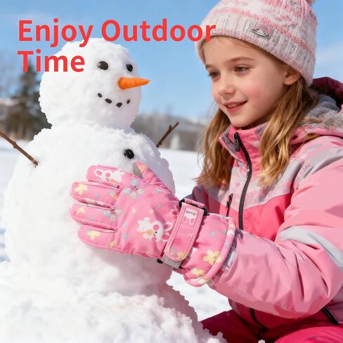 Kids Winter Snow Ski Gloves, Waterproof Cold Weather Insulated Outdoor Snowboard Gloves for Toddler Girls 3-11Y in Saudi Arabia