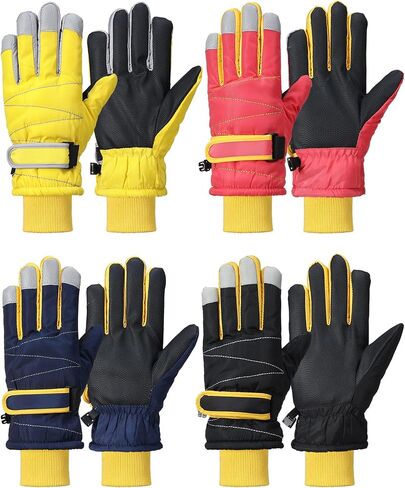 Geyoga 4 Pairs Kids Ski Gloves Cold Weather Windproof Warm Winter Snowboard Mittens for Boys Girls in Saudi Arabia