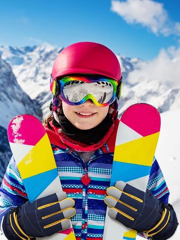 Geyoga 4 Pairs Kids Ski Gloves Cold Weather Windproof Warm Winter Snowboard Mittens for Boys Girls in Saudi Arabia