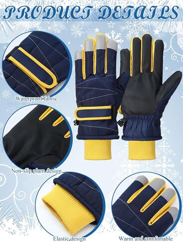 Geyoga 4 Pairs Kids Ski Gloves Cold Weather Windproof Warm Winter Snowboard Mittens for Boys Girls in Saudi Arabia
