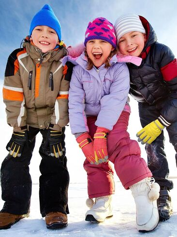 Geyoga 4 Pairs Kids Ski Gloves Cold Weather Windproof Warm Winter Snowboard Mittens for Boys Girls in Saudi Arabia