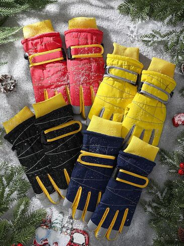 Geyoga 4 Pairs Kids Ski Gloves Cold Weather Windproof Warm Winter Snowboard Mittens for Boys Girls in Saudi Arabia