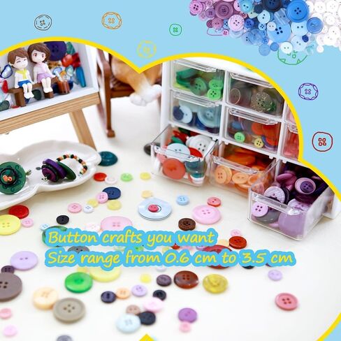 2800-3000pcs Assorted Resin Buttons Bulk 24 Colors Mixed Sizes Decorative Buttons for Sewing Crafts Clothes Button Painting DIY Handmade Ornament in Saudi Arabia