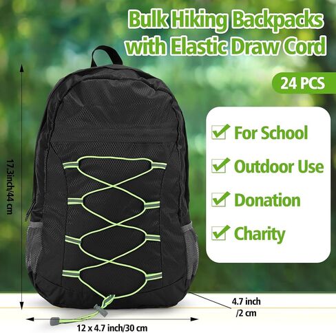 24 Pack Backpacks in Bulk - 17 Inch Foldable Backpacks with Elastic Draw Cord 8 Assorted Colors Bookbags for School, Outdoor Travel, Camping in Saudi Arabia