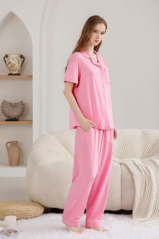 Rongtai Womens Pajamas مجموعات مريحة شعور بارد القطن pajama مجموعة غير رسمية بوتن ناع in Kuwait