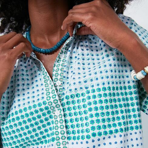 Aquamarine Beaded Necklaces for Women,Bead Gemstone Choker Natural Stone Necklace Boho Handmade Beach Choker Trendy Jewelry Gift in Kuwait
