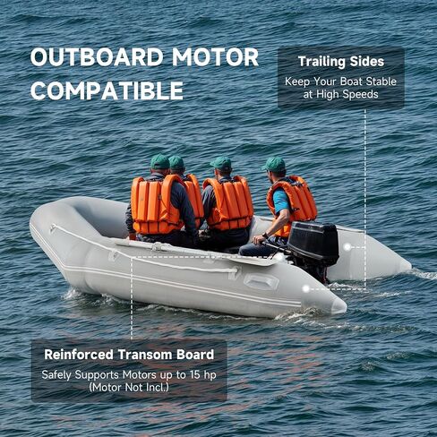 CO-Z 10ft Inflatable Dinghy Boat for 4 Adults, 990lb Capacity Heavy-Duty PVC Raft with Aluminum Floor & Oars, Motor Mount, Kayak-Style Tender for Fishing, Rescue & Water Sports in Saudi Arabia