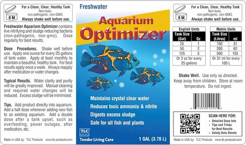 Freshwater Aquarium Optimizer, Crystal Clear Water Treatment, Reduces Ammonia & Sludge, 4 Fl Oz in Saudi Arabia