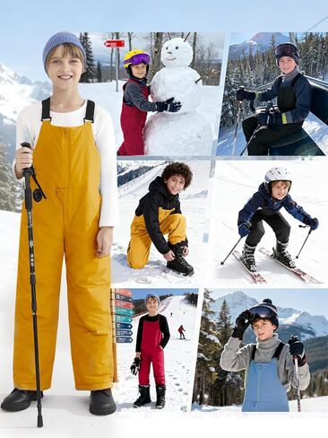 Haloumoning Boys Snow Bibs Kids Ski Pants Waterproof Insulated Snowboard Winter Overalls 5-14 Years in Saudi Arabia