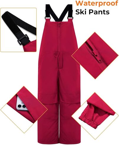 Haloumoning Boys Snow Bibs Kids Ski Pants Waterproof Insulated Snowboard Winter Overalls 5-14 Years in Saudi Arabia