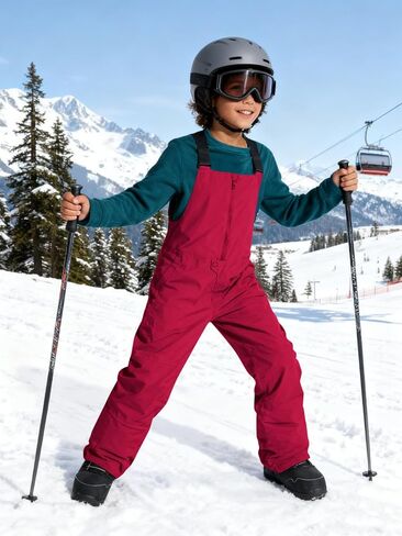 Haloumoning Boys Snow Bibs Kids Ski Pants Waterproof Insulated Snowboard Winter Overalls 5-14 Years in Saudi Arabia