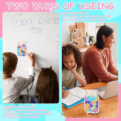 3 PCS Magnetic Reward Jars, Reward Jars for Kids, Reward Jar Magnetic, Classroom Reward Jar, Star Jar Reward System for Classroom Home Behavior Management (Star and Heart) in Kuwait