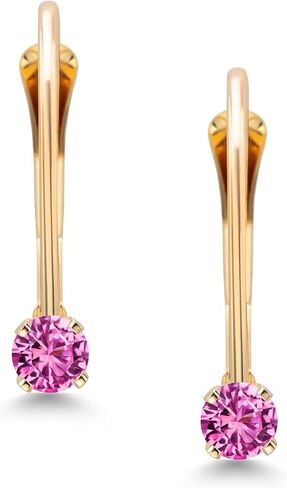 Gem Stone King 14K Yellow Gold White Moissanite Drop Dangle Leverback Earring For Women (0.13 Cttw, Round 2.5MM) in Saudi Arabia