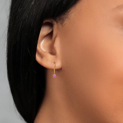 Gem Stone King 14K Yellow Gold White Moissanite Drop Dangle Leverback Earring For Women (0.13 Cttw, Round 2.5MM) in Saudi Arabia
