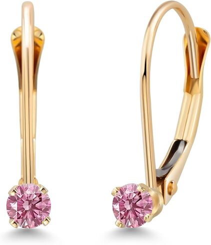 GEM Stone King 14k الذهب الأصفر الأبيض Moissanite Drop Dangle Dangle anverbrack للنساء (0.13 CTTW ، جولة 2.5 ملم) in Kuwait
