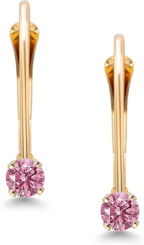 GEM Stone King 14k الذهب الأصفر الأبيض Moissanite Drop Dangle Dangle anverbrack للنساء (0.13 CTTW ، جولة 2.5 ملم) in Kuwait