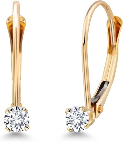 GEM Stone King 14k الذهب الأصفر الأبيض Moissanite Drop Dangle Dangle anverbrack للنساء (0.13 CTTW ، جولة 2.5 ملم) in Kuwait